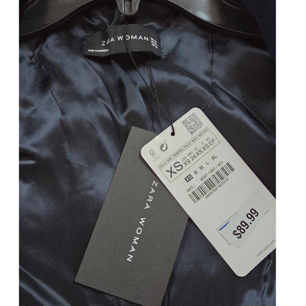 Zara Woman Navy Blue Gold Military Hussar Braided Embroidery Jacket XS 8057/697 - Picture 14 of 14